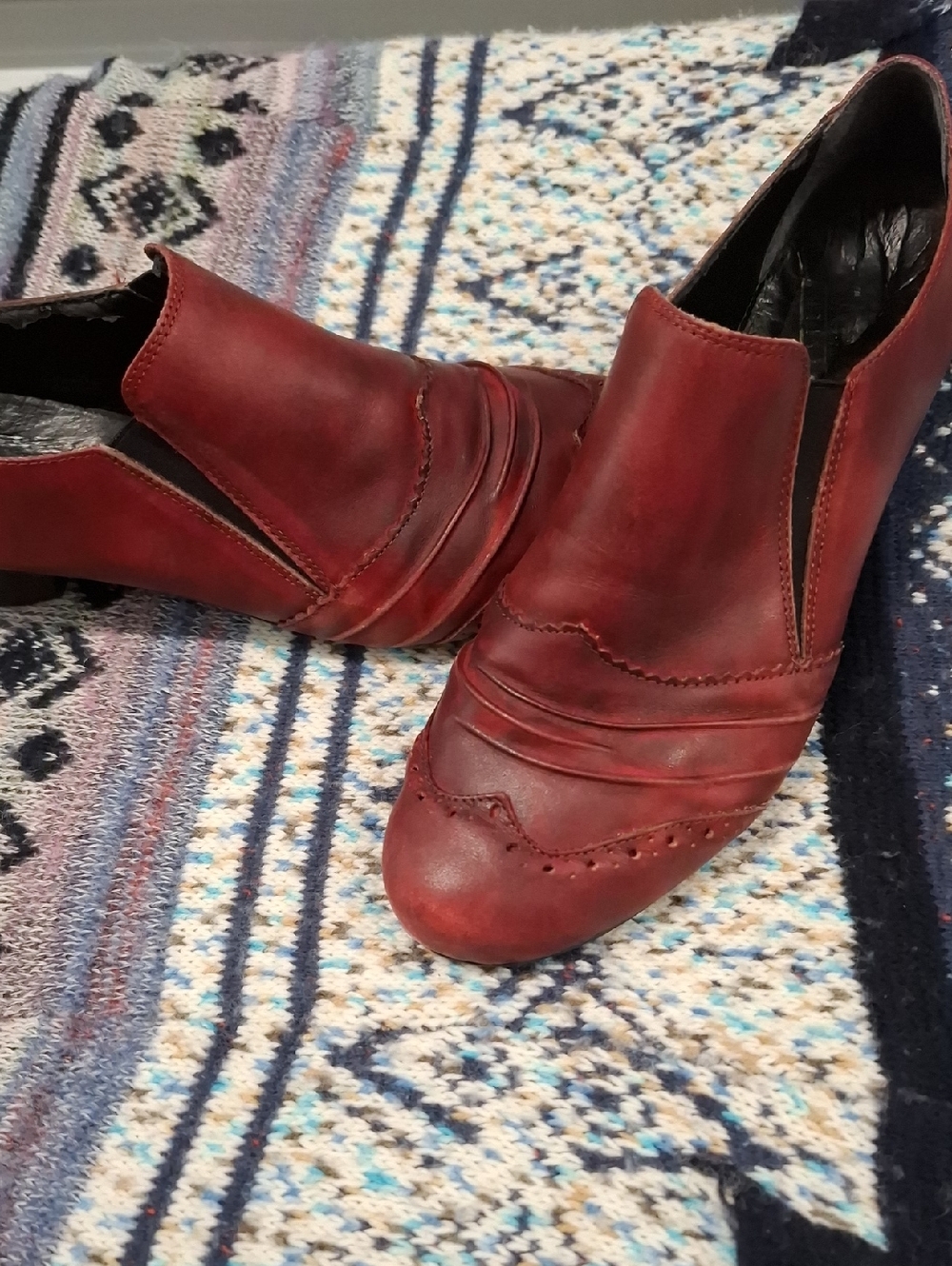 Rieker Burgundy Red Leather Ankle Booties